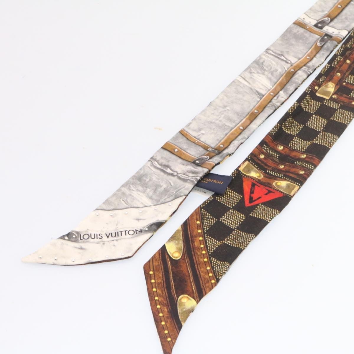 LOUIS VUITTON Bando Scarf Silk Black Gray LV Auth am2335s | AlmaBagz