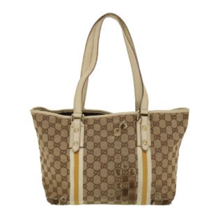 GUCCI GG Canvas Sherry Line Tote Bag Beige Orange yellow 137896  ti1129 | AlmaBagz