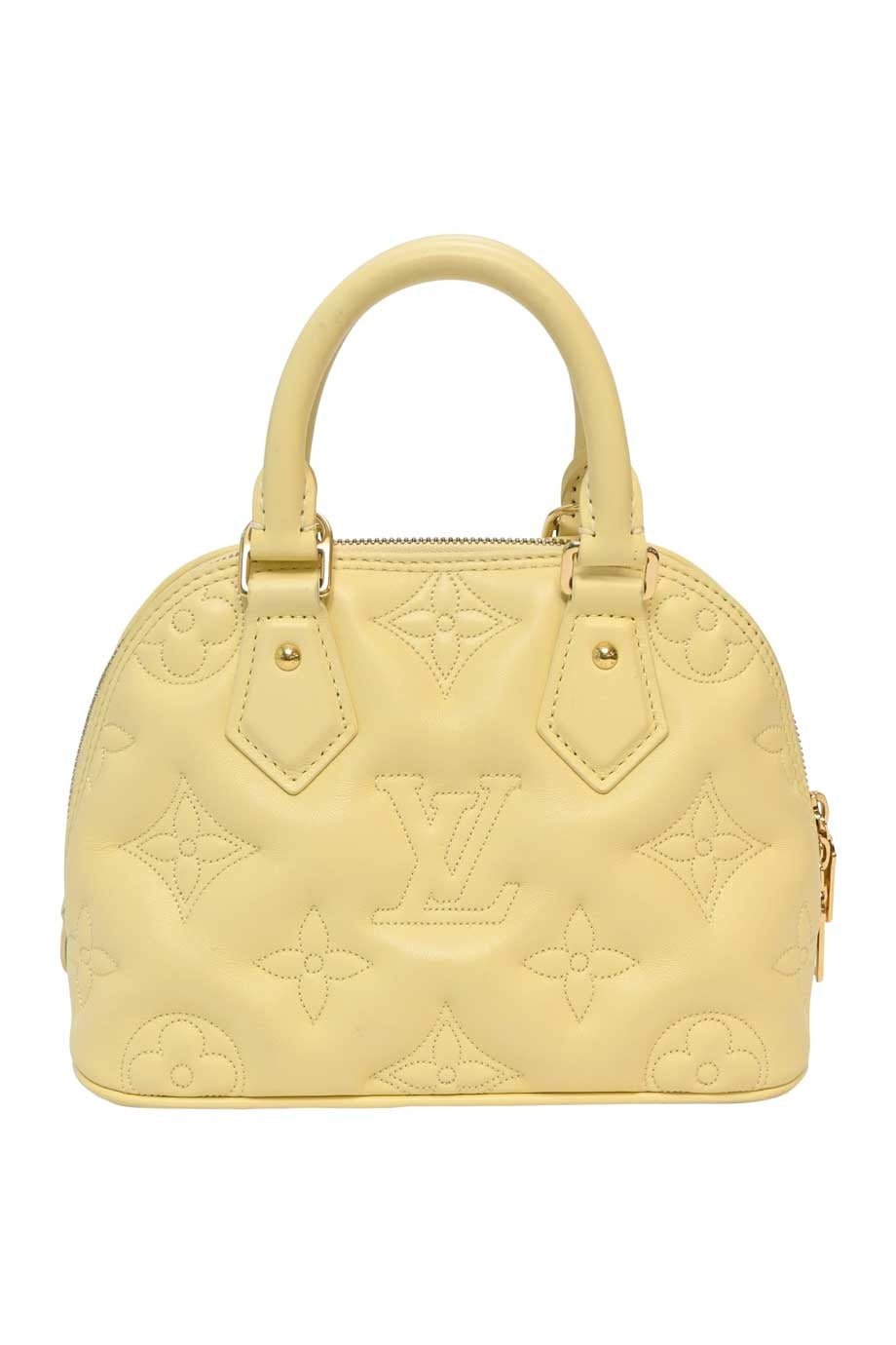 LOUIS VUITTON Banane' bubblegram Alma BB bag with detachable strap & gold metallic hardware | AlmaBagz