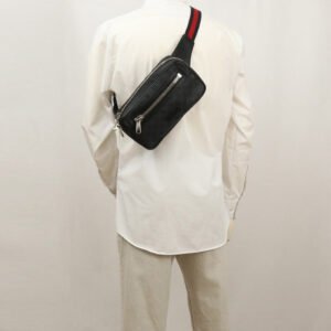 GUCCI 474293 K9RRN 1095 Belt bag Soft GG Supreme Waist bag PVC black mens | AlmaBagz