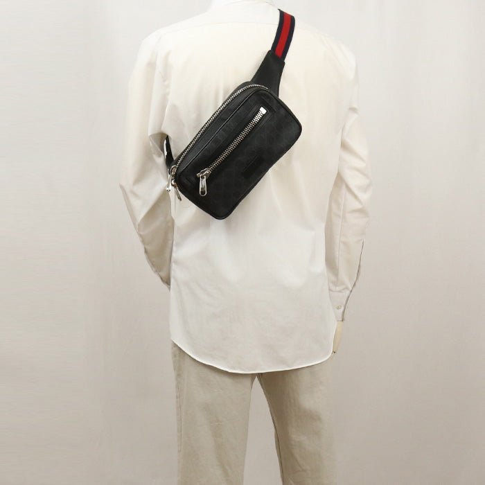 GUCCI 474293 K9RRN 1095 Belt bag Soft GG Supreme Waist bag PVC black mens | AlmaBagz