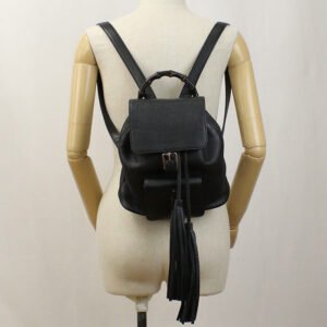 GUCCI 387149 Backpack Bamboo Backpack leather Black Women | AlmaBagz