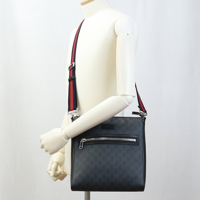 GUCCI 474137 K5RLN 1095 Shoulder Bag GG Supreme Diagonal PVC Black mens | AlmaBagz