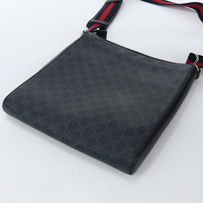 GUCCI 474137 K5RLN 1095 Shoulder Bag GG Supreme Diagonal PVC Black mens | AlmaBagz - Image 2