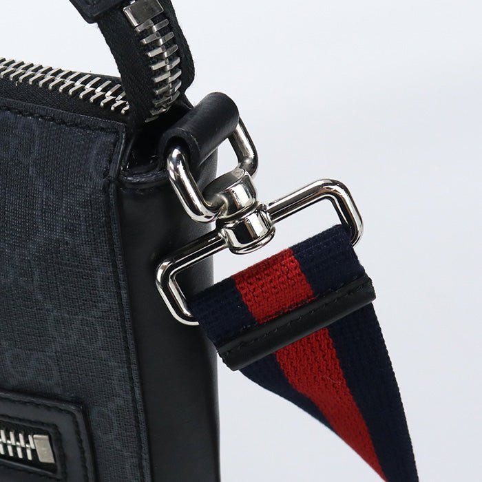 GUCCI 474137 K5RLN 1095 Shoulder Bag GG Supreme Diagonal PVC Black mens | AlmaBagz - Image 7