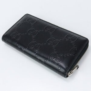 GUCCI 625558 1W3AN 1000 long wallet GG emboss PurseZip Around leather black mens | AlmaBagz