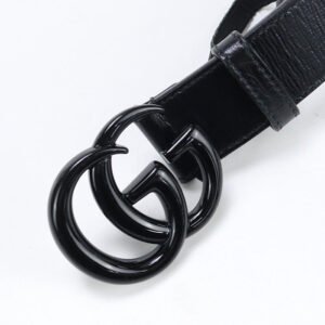 GUCCI 414516 18YXV 1000 Slim belt GG Marmont belt leather Black unisex | AlmaBagz