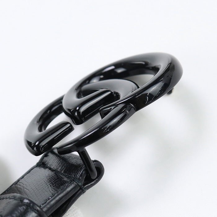 GUCCI 414516 18YXV 1000 Slim belt GG Marmont belt leather Black unisex | AlmaBagz - Image 5