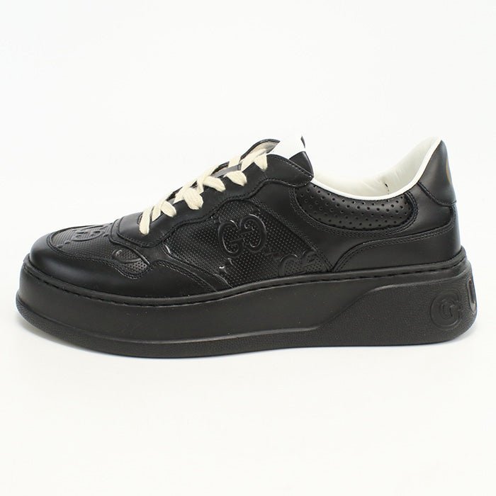 GUCCI 669582 Men's sneakers GG emboss Shose leather black mens | AlmaBagz - Image 2