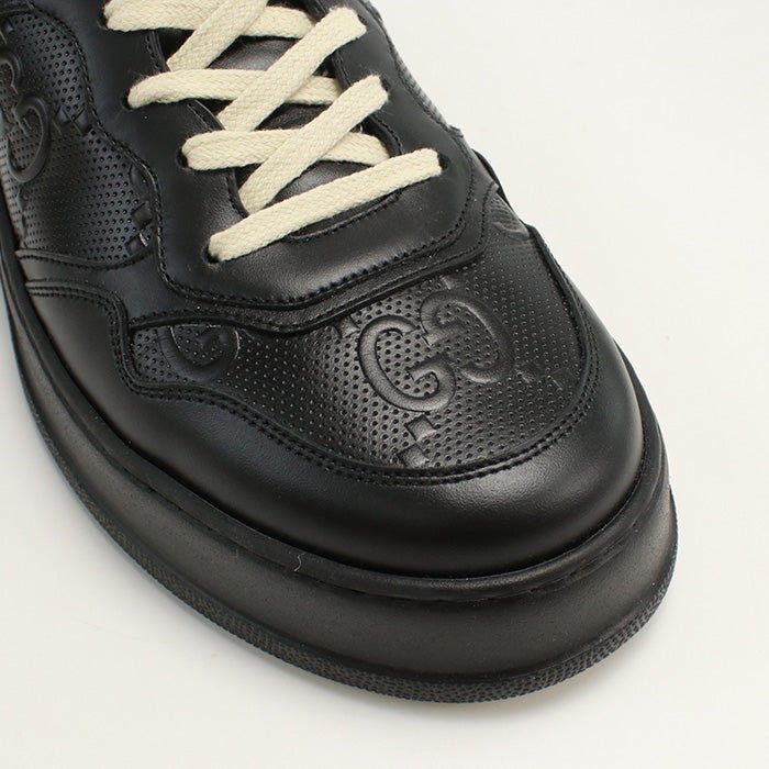 GUCCI 669582 Men's sneakers GG emboss Shose leather black mens | AlmaBagz - Image 6