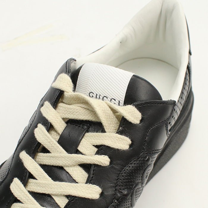 GUCCI 669582 Men's sneakers GG emboss Shose leather black mens | AlmaBagz - Image 8