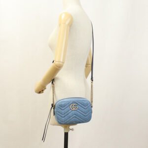 GUCCI 477895 Shoulder Bag GG Marmont Diagonal denim blue Women | AlmaBagz