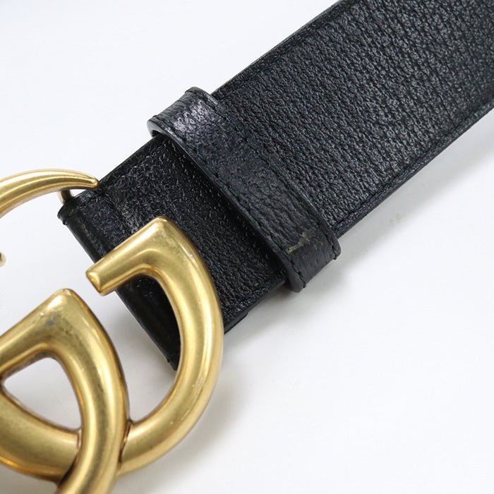 GUCCI 406831 DJ20T 1000 belt Double G Wide belt leather/metal black mens | AlmaBagz - Image 9