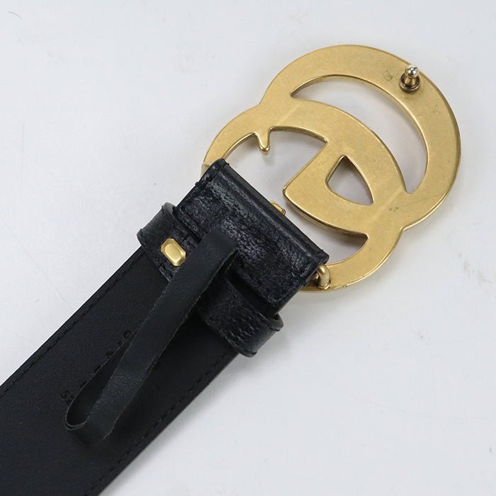 GUCCI 406831 DJ20T 1000 belt Double G Wide belt leather/metal black mens | AlmaBagz - Image 2