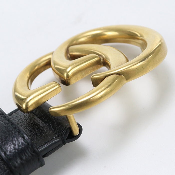 GUCCI 406831 DJ20T 1000 belt Double G Wide belt leather/metal black mens | AlmaBagz - Image 8