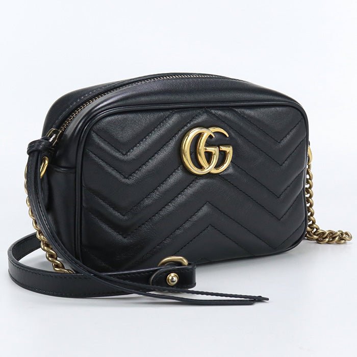 GUCCI 448065 DTD1T 1000 Quilted mini bag GG Marmont Diagonal shoulder leather Black Women | AlmaBagz - Image 10