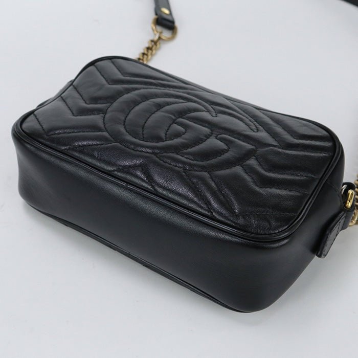 GUCCI 448065 DTD1T 1000 Quilted mini bag GG Marmont Diagonal shoulder leather Black Women | AlmaBagz - Image 2