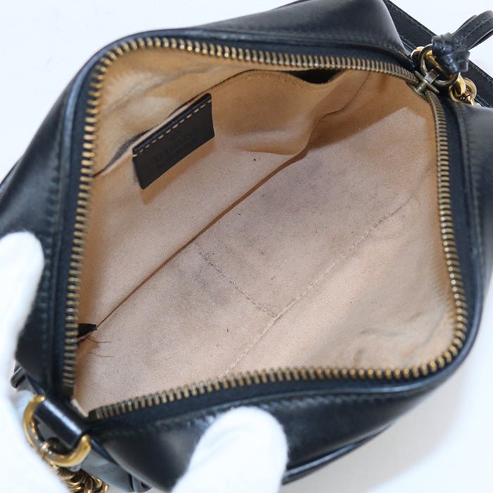 GUCCI 448065 DTD1T 1000 Quilted mini bag GG Marmont Diagonal shoulder leather Black Women | AlmaBagz - Image 3