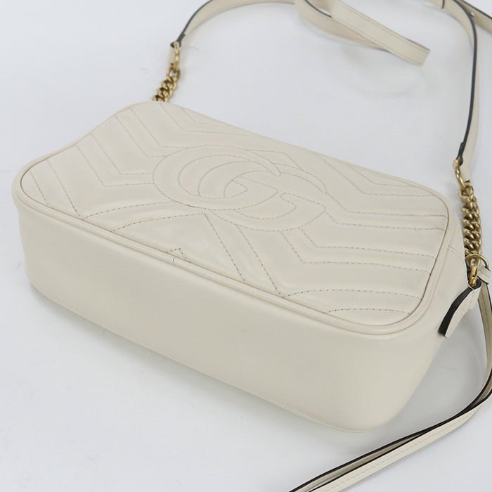 GUCCI 447632 Small Shoulder Bag GG Marmont Diagonal sling leather white Women | AlmaBagz - Image 2