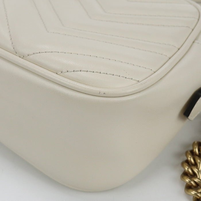 GUCCI 447632 Small Shoulder Bag GG Marmont Diagonal sling leather white Women | AlmaBagz - Image 8
