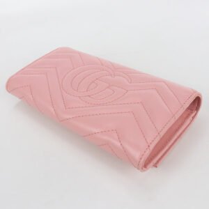 GUCCI Double G Long wallet with double fold coin purse leather pink Women | AlmaBagz