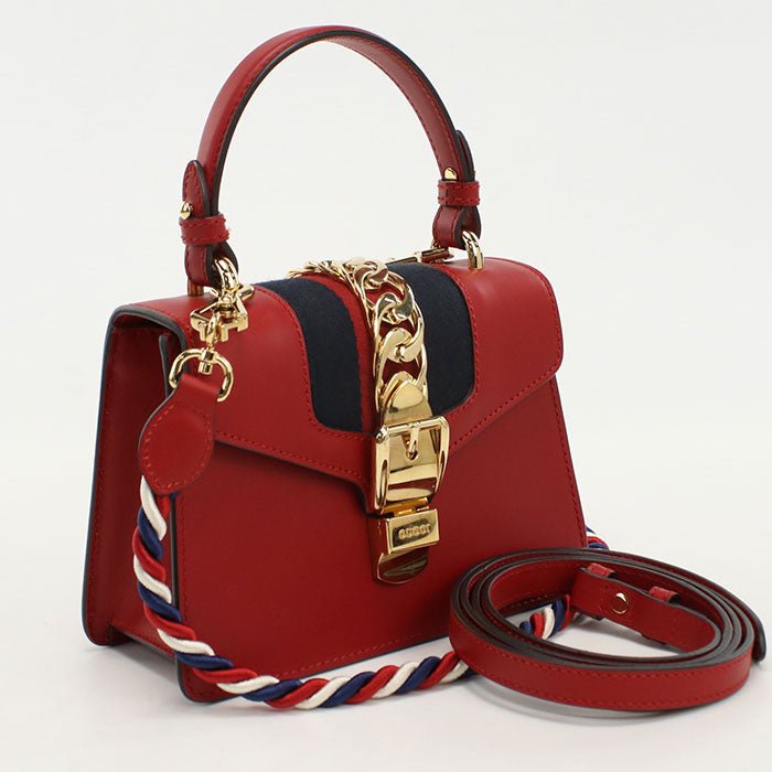 GUCCI 470270 2WAY handbag Silvi Handbag Shoulder bag leather Red Women | AlmaBagz - Image 7