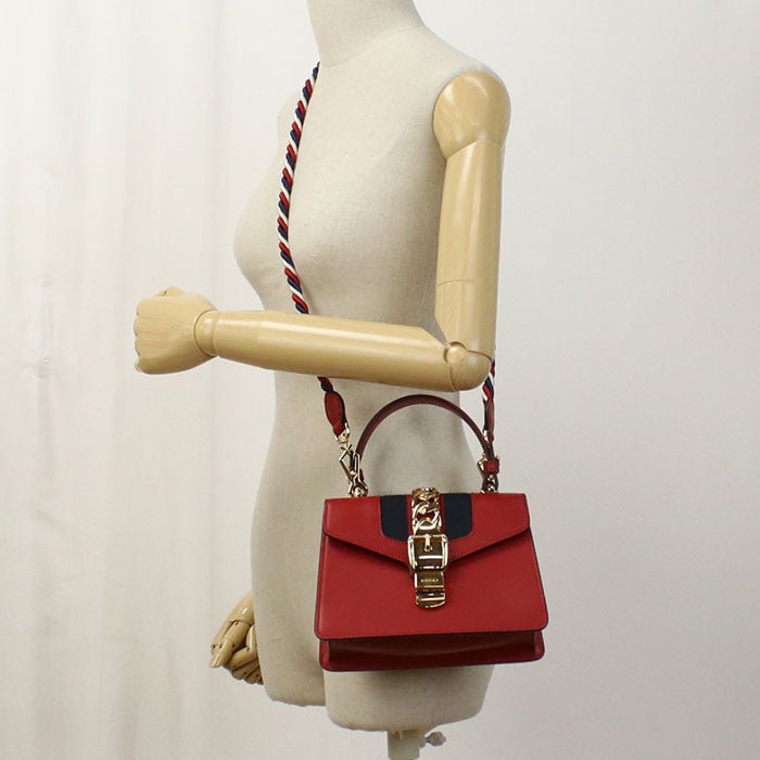 GUCCI 470270 2WAY handbag Silvi Handbag Shoulder bag leather Red Women | AlmaBagz - Image 2