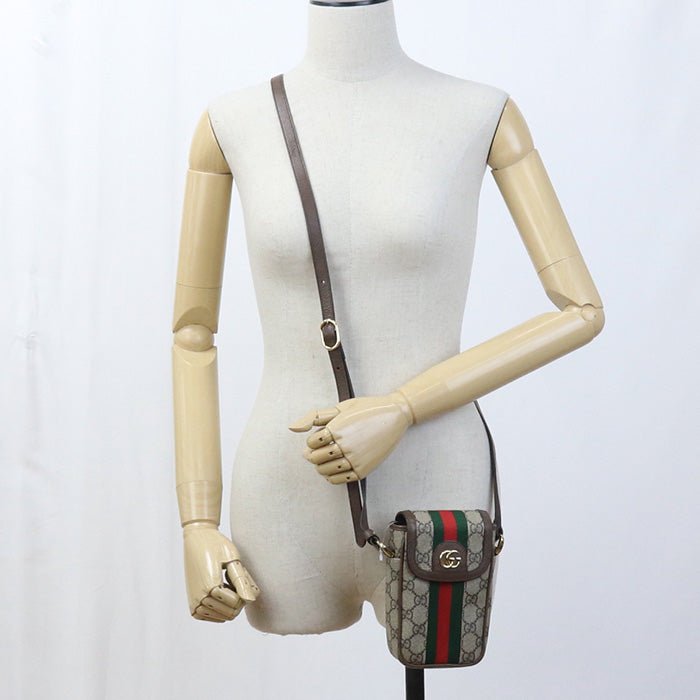 GUCCI 598912 Mini Shoulder Bag Ofidia Diagonal GG Supreme/leather beige Women | AlmaBagz
