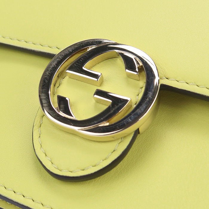 GUCCI 369664 Interlocking G Shoulder wallet Chain wallet leather yellow Women | AlmaBagz - Image 6