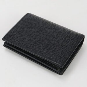 GUCCI 456126 Card Case wallet Double G Folded wallet leather black Women | AlmaBagz