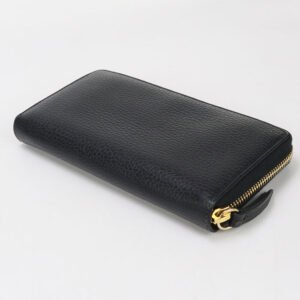 GUCCI 456117 Zip around wallet Double G PurseZip Around leather black Women | AlmaBagz