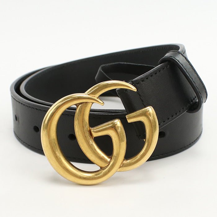 GUCCI 414516 AP00T 1000 belt GG Marmont Double G Slim belt leather black mens | AlmaBagz - Image 5