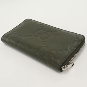 GUCCI 739482 organizer Jumbo GG PurseZip Around leather Khaki mens | AlmaBagz