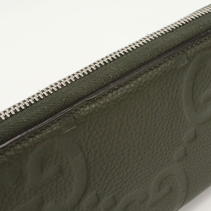 GUCCI 739482 organizer Jumbo GG PurseZip Around leather Khaki mens | AlmaBagz - Image 4