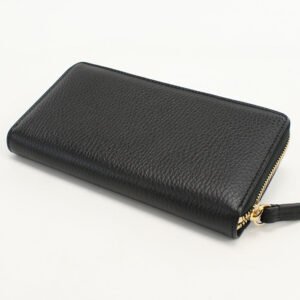 GUCCI 456117 Zip around wallet Double G PurseZip Around leather Black Women | AlmaBagz