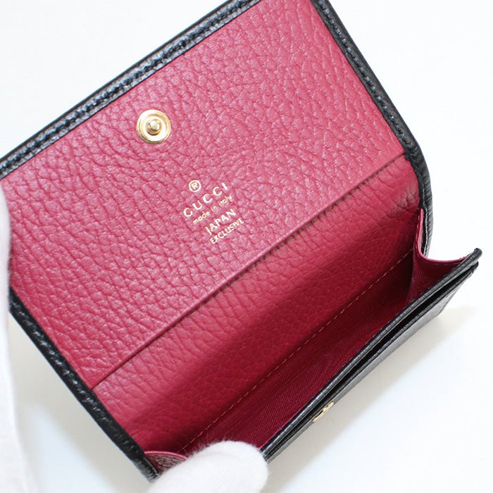 GUCCI 739525 Card Case Double G name card holder leather black Women | AlmaBagz - Image 2