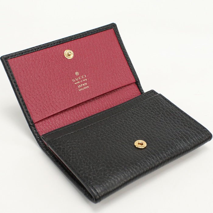 GUCCI 739525 Card Case Double G name card holder leather black Women | AlmaBagz - Image 3