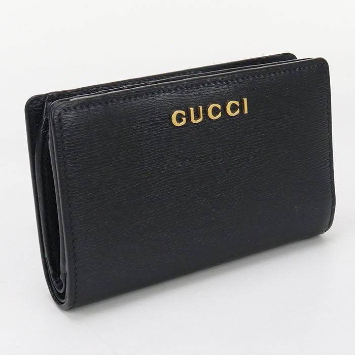 GUCCI 772640 0OP0N 1000 Card Case wallet Gucci Script Folded leather black Women | AlmaBagz - Image 8