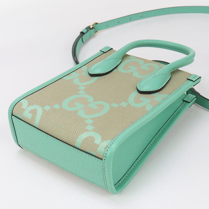 GUCCI 671623 Tote Bag Jumbo GG 2WAY Mini Tote Bag GG canvas, leather beige Women | AlmaBagz - Image 2