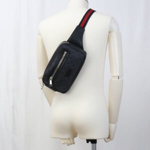 GUCCI 474293 body bag GG Supreme Belt bag/Sling Bag GG Supreme Canvas black mens | AlmaBagz