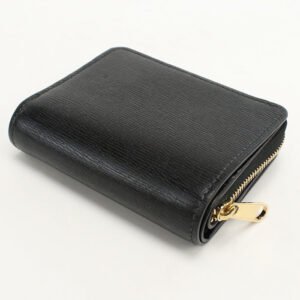 GUCCI 772639 0OP0N 1000 Bi-fold wallet Gucci Script Mini U-shaped zipper wallet leather black unisex | AlmaBagz