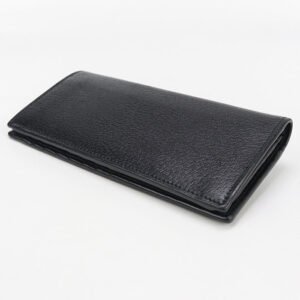 GUCCI 428740 Long wallet GG Marmont Double G Folding long wallet leather black mens | AlmaBagz