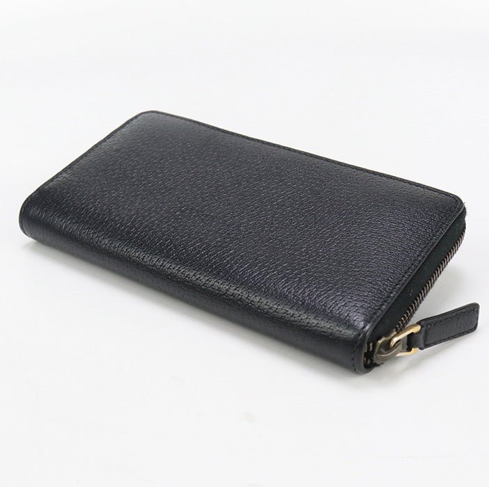 GUCCI 428736 Long Wallet GG Marmont Zip around wallet leather black unisex | AlmaBagz
