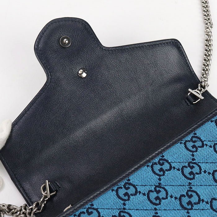 GUCCI 474575 Quilted GG Marmont Diagonal Shoulder Bag canvas/leather blue Women | AlmaBagz - Image 5