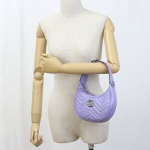 GUCCI 699514 2WAY GG Marmont Handbag leather purple Women | AlmaBagz