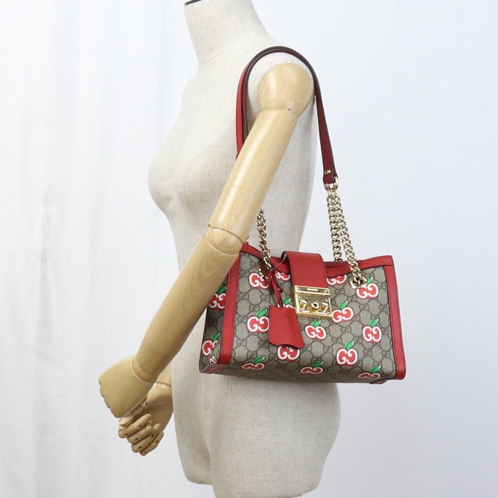 GUCCI 498156 Shoulder Bag Padlock GG Apple ChainShoulder Bag GG Supreme Canvas, leather Multicolor Women | AlmaBagz
