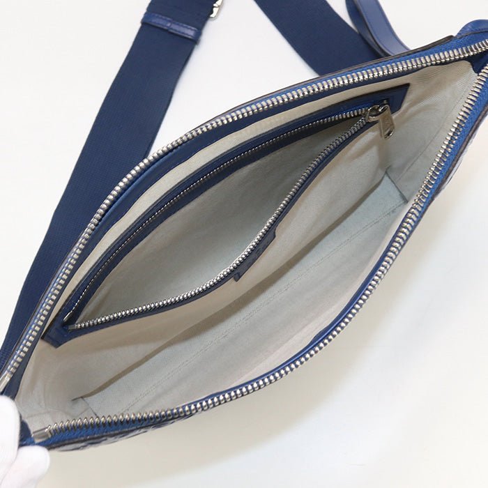 GUCCI 696009 Shoulder Bag GG emboss Medium 2-Way Clutch Bag leather blue mens | AlmaBagz - Image 4