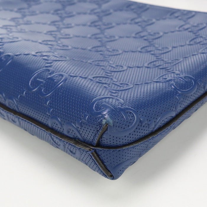 GUCCI 696009 Shoulder Bag GG emboss Medium 2-Way Clutch Bag leather blue mens | AlmaBagz - Image 5