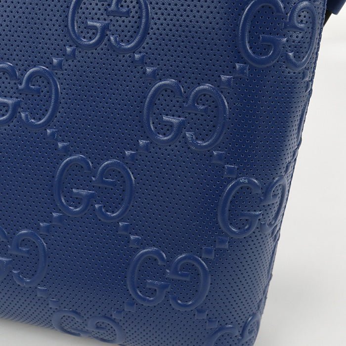 GUCCI 696009 Shoulder Bag GG emboss Medium 2-Way Clutch Bag leather blue mens | AlmaBagz - Image 7