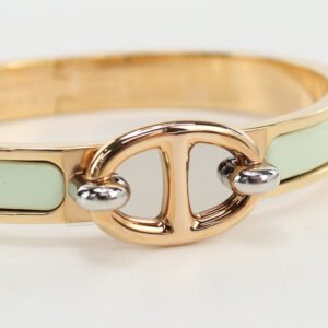 HERMES Mini Click Shane Dunkle Bracelet metal green Women | AlmaBagz